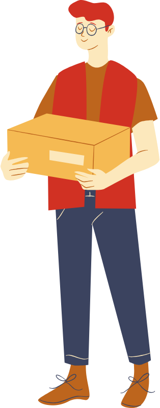 Delivery Man with Glases Holding Package